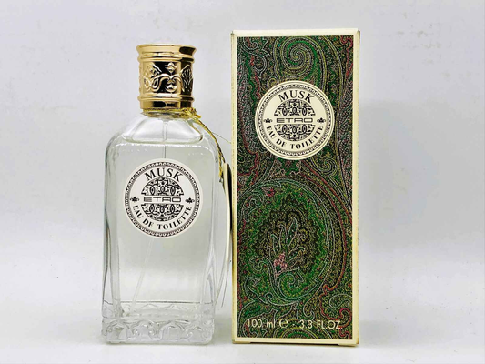 Profumo Etro Musk Vintage in flacone elegante con scatola decorata, 100 ml di fragranza raffinata