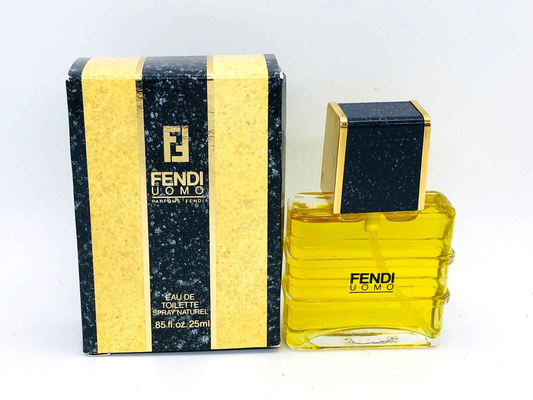 Fendi Uomo Profumo Vintage in flacone giallo con scatola elegante, Eau de Toilette da 25 ml
