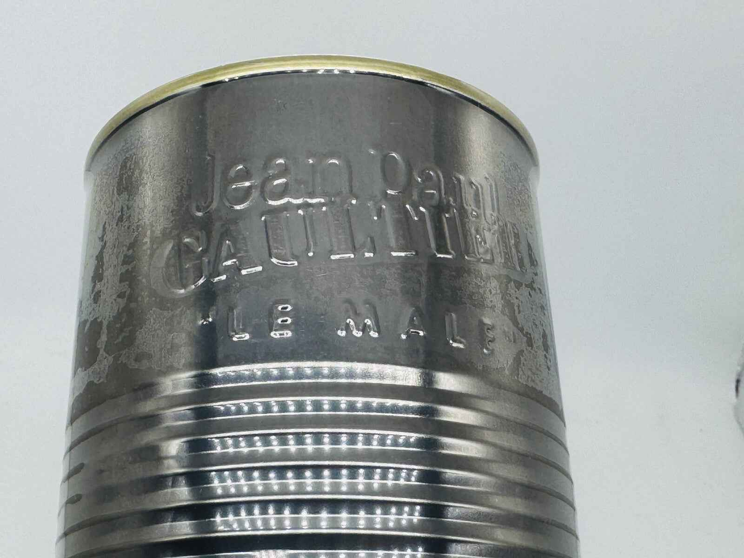Gaultier Le Male Profumo Vintage in un elegante flacone d'acciaio con incisione Jean Paul Gaultier