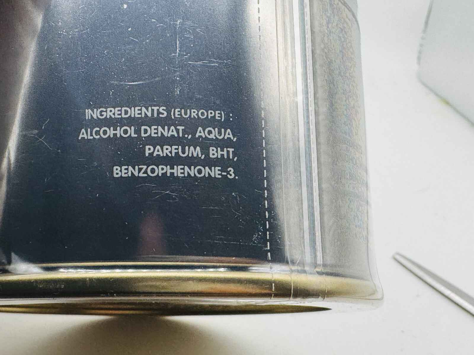 Ingredienti di Gaultier Le Male Profumo Vintage su etichetta con dettagli chiari e leggibili