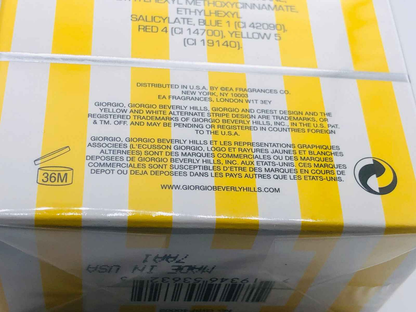 Scatola di profumo Giorgio Beverly Hills Homme con etichette e informazioni sul prodotto.