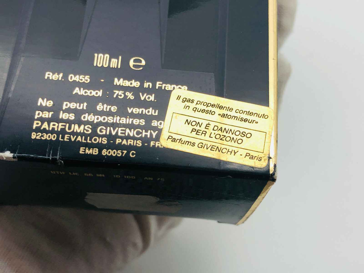 Scatola di profumo Givenchy Xeryus Vintage da 100 ml con etichetta informativa sul contenuto