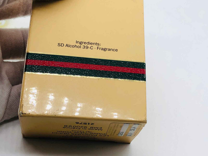 Scatola di Profumo Gucci Vintage con dettagli iconici del marchio e ingredienti riportati