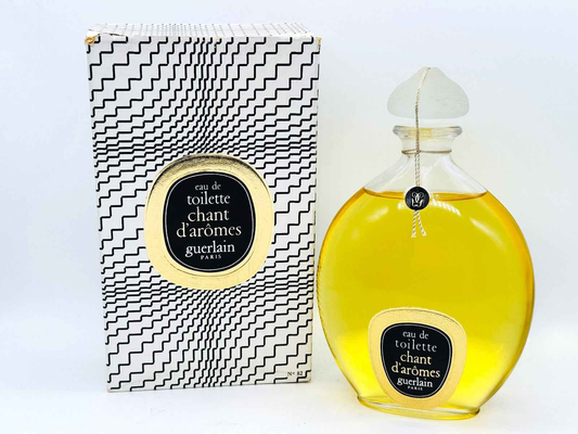 Profumo Guerlain Chant D'Aromes Vintage in flacone elegante con scatola decorativa in bianco e nero