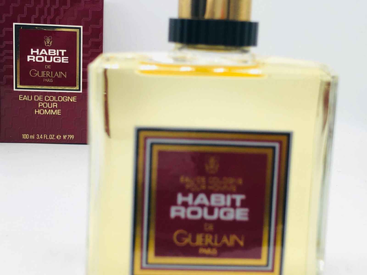 Flacone di Profumo Guerlain Habit Rouge Vintage da 130 ml con packaging elegante in rosso e oro
