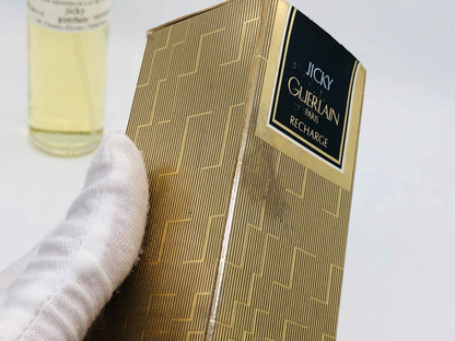 Scatola del profumo Guerlain Jicky Vintage con design elegante e dettagli dorati
