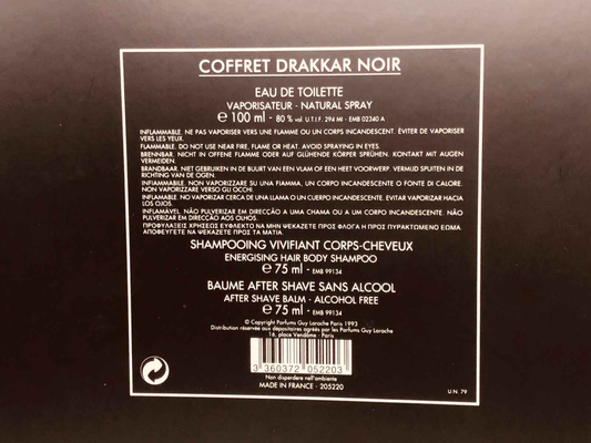 Coffret Drakkar Noir Vintage con eau de toilette, shampoo energizzante e balsamo dopo barba senza alcool