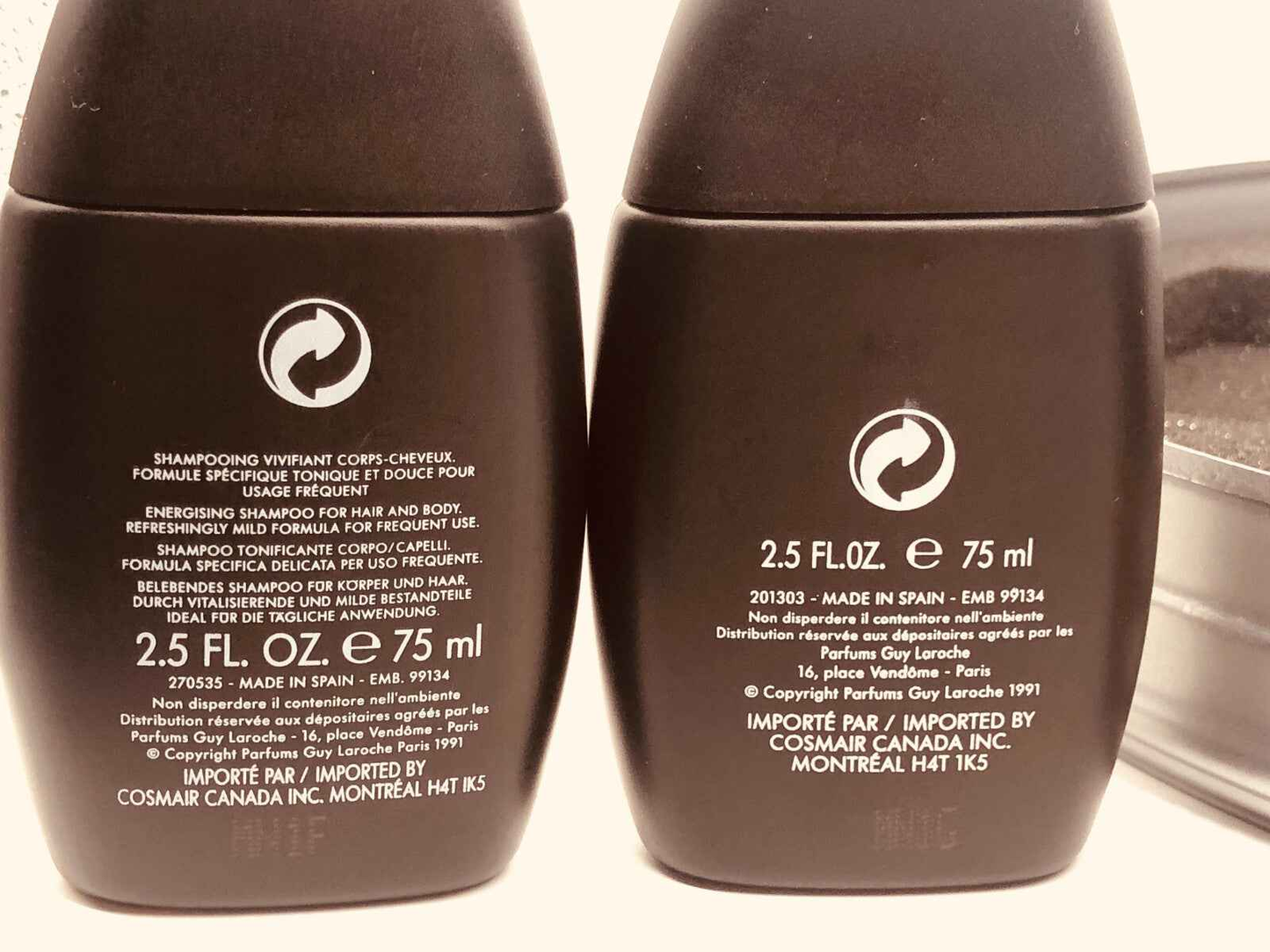 Flaconi di shampoo Drakkar Noir Vintage da 75 ml, formulazione per uso frequente per capelli brillanti