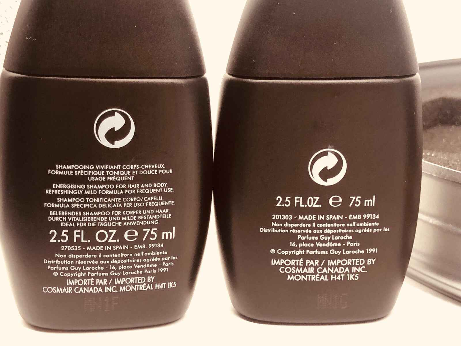 Flaconi di shampoo Drakkar Noir Vintage da 75 ml, formulazione per uso frequente per capelli brillanti