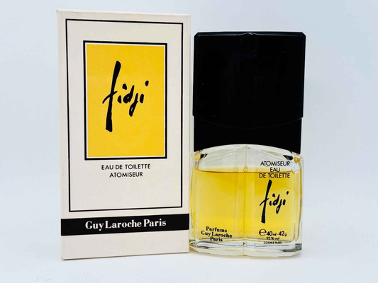 Profumo Vintage Guy Laroche Fidji in bottiglia da 100 ml con confezione elegante e design classico