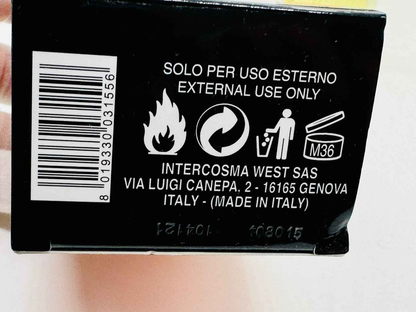 Hascish For Men Vintage confezione con istruzioni in italiano per uso esterno e informazioni di contatto