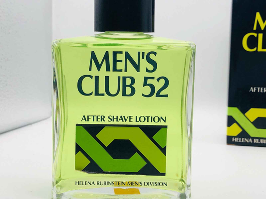 Flacone di lozione dopobarba Helena Rubinstein Men's Club 52 con etichetta verde e nera