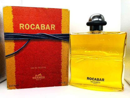 Profumo Hermes Rocabar Vintage in bottiglia gialla con scatola rossa per un'esperienza di lusso