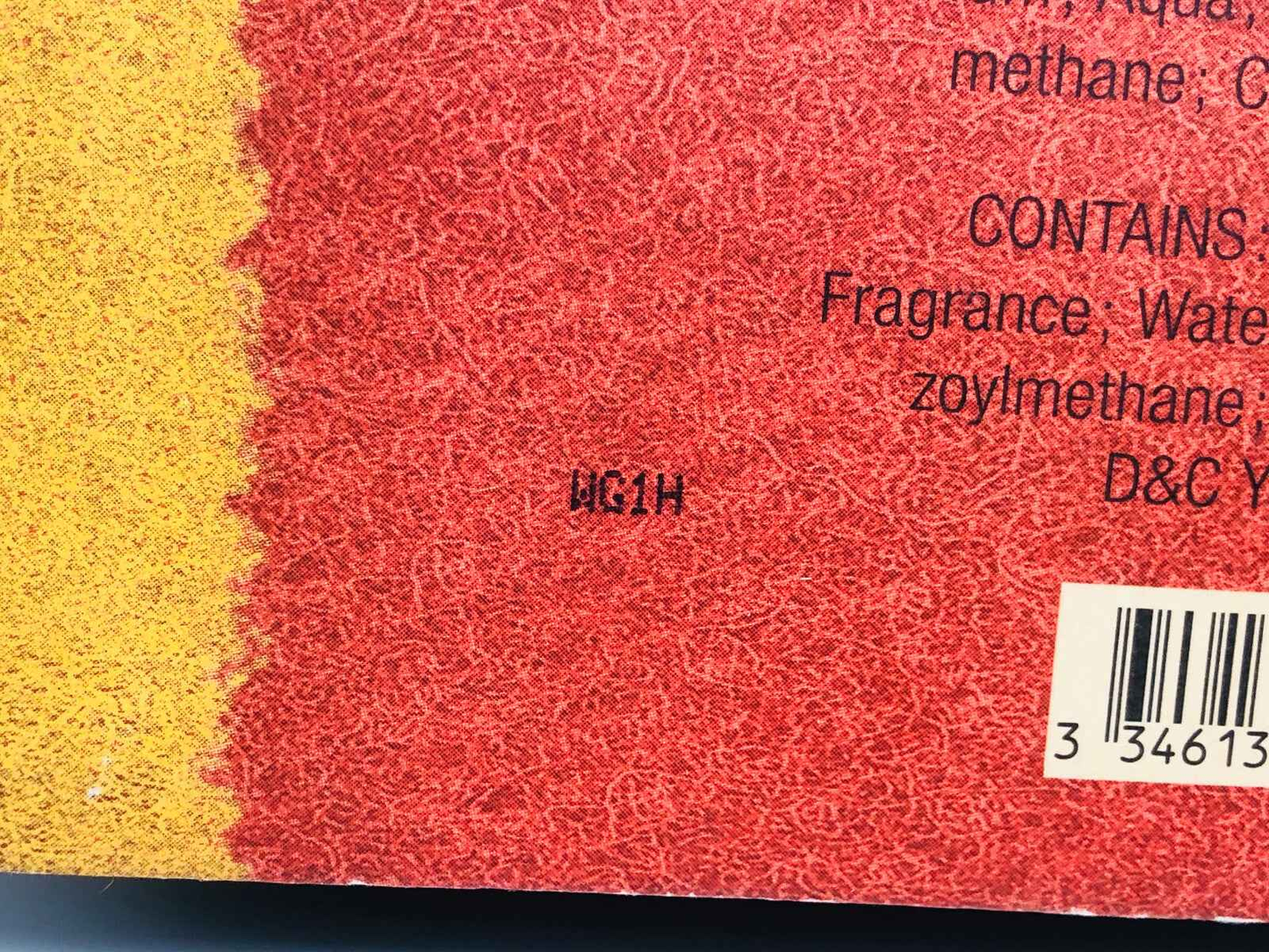 Confezione vintage del Profumo Hermes Rocabar Vintage con dettagli e codici sul retro.