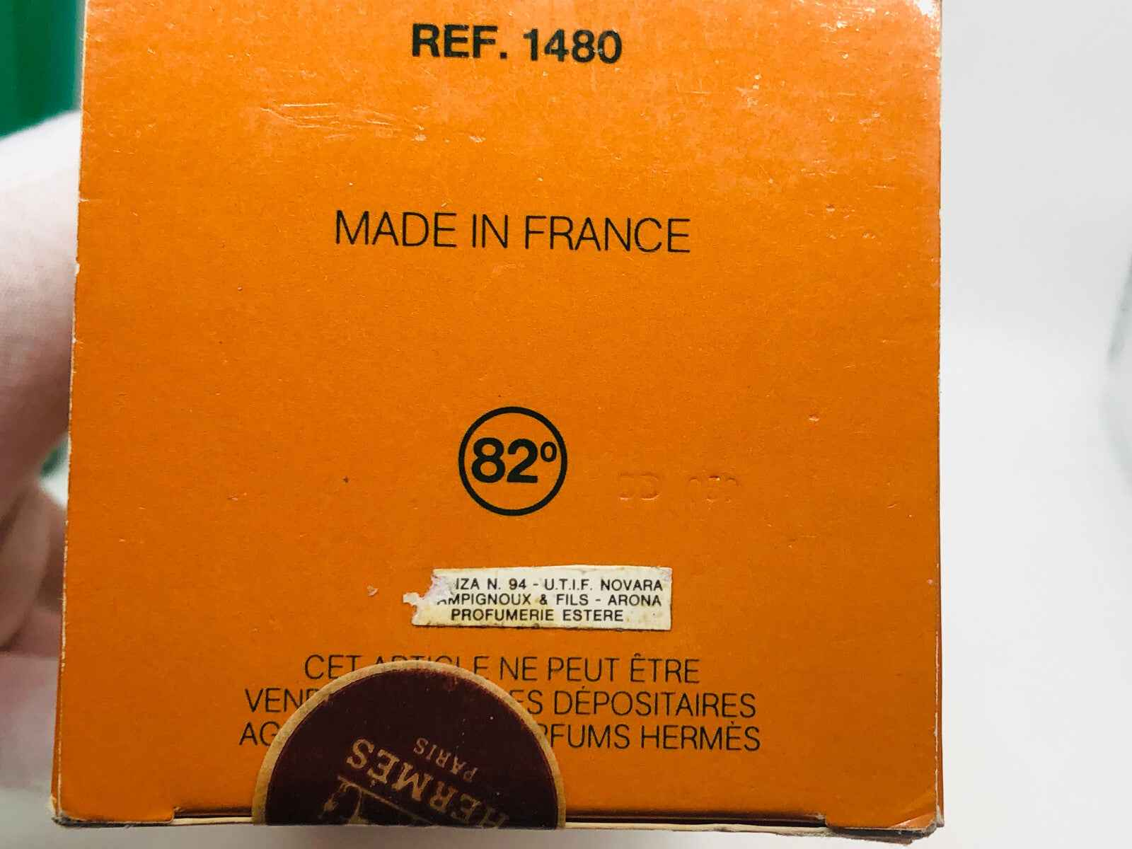 Confezione di profumo Hermes Vintage, prodotta in Francia, con numero di riferimento 1480