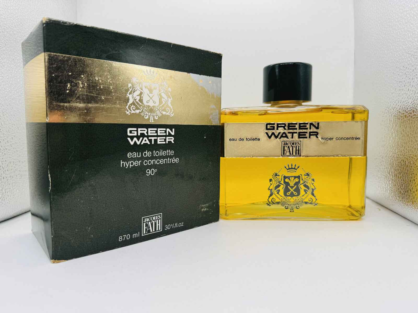 Profumo Jacques Fath Green Water in bottiglia trasparente con scatola elegante da 870 ml