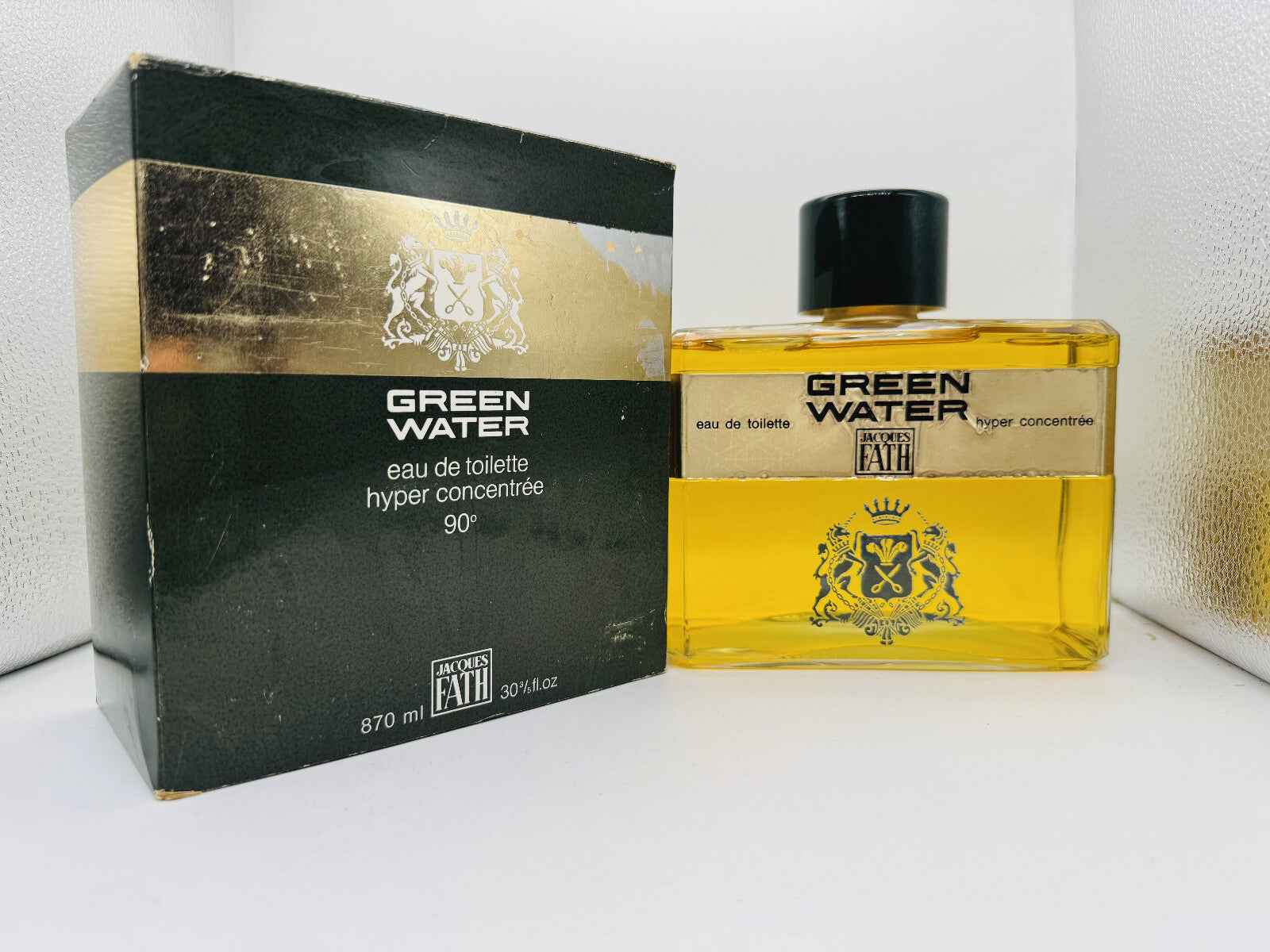 Profumo Jacques Fath Green Water in bottiglia trasparente con scatola elegante da 870 ml