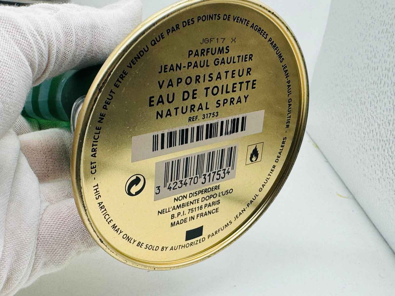 Base del flacone Vintage Jean Paul Gaultier Le Male Eau de Toilette Natural Spray con numero di riferimento