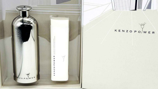 Set regalo Kenzo Power Vintage con profumo in flacone metallico e gel doccia bianco