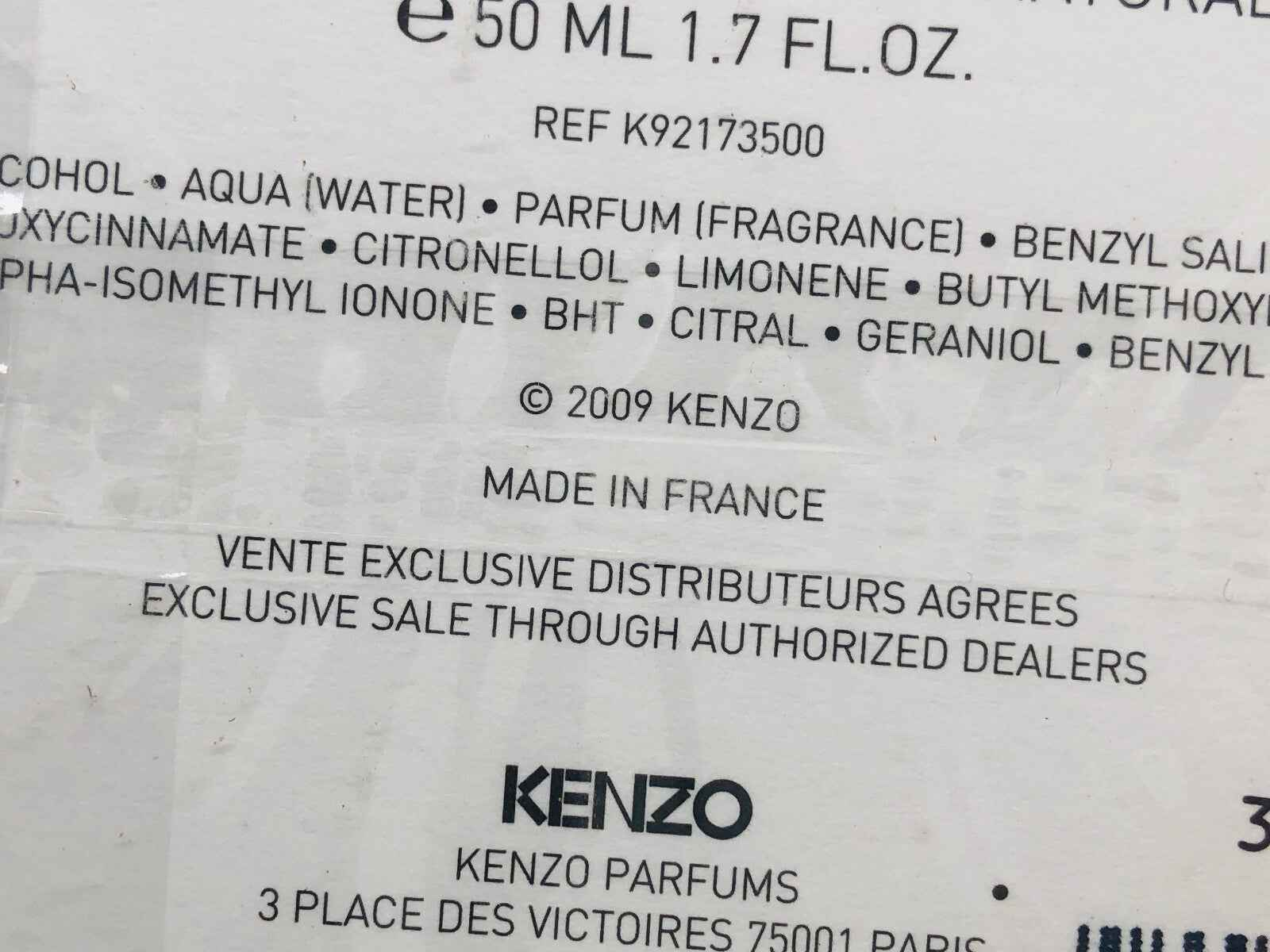 Flacone di Profumo Kenzo Vintage da 50 ml con design elegante e logo KENZO