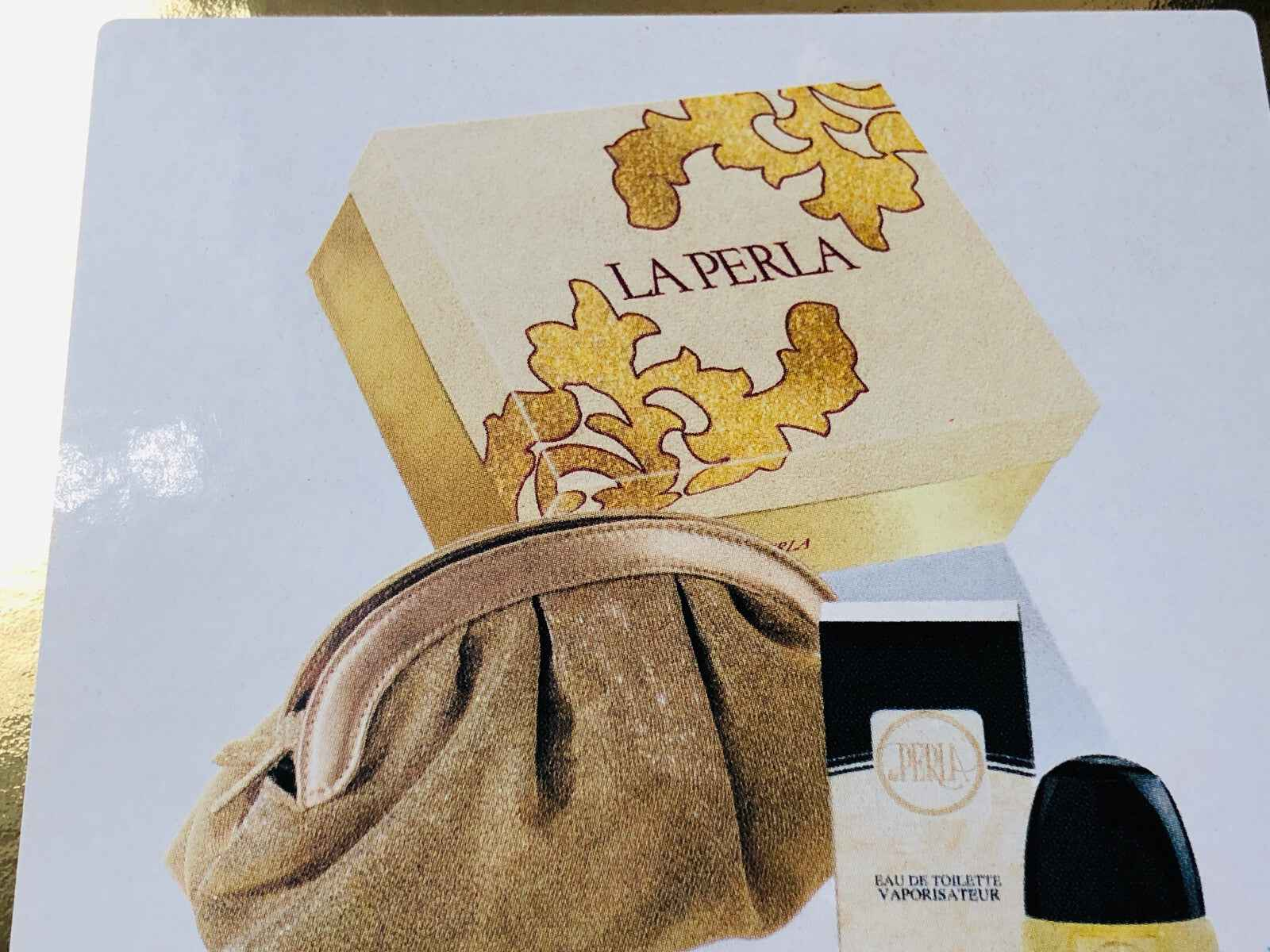 Scatola regalo di profumo Vintage La Perla con pochette e flacone d'eau de toilette