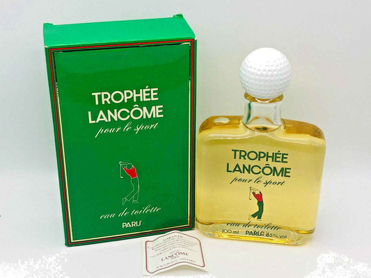 Profumo Trophee Lancome Vintage in confezione verde con design sportivo, 100 ml di Eau de Toilette
