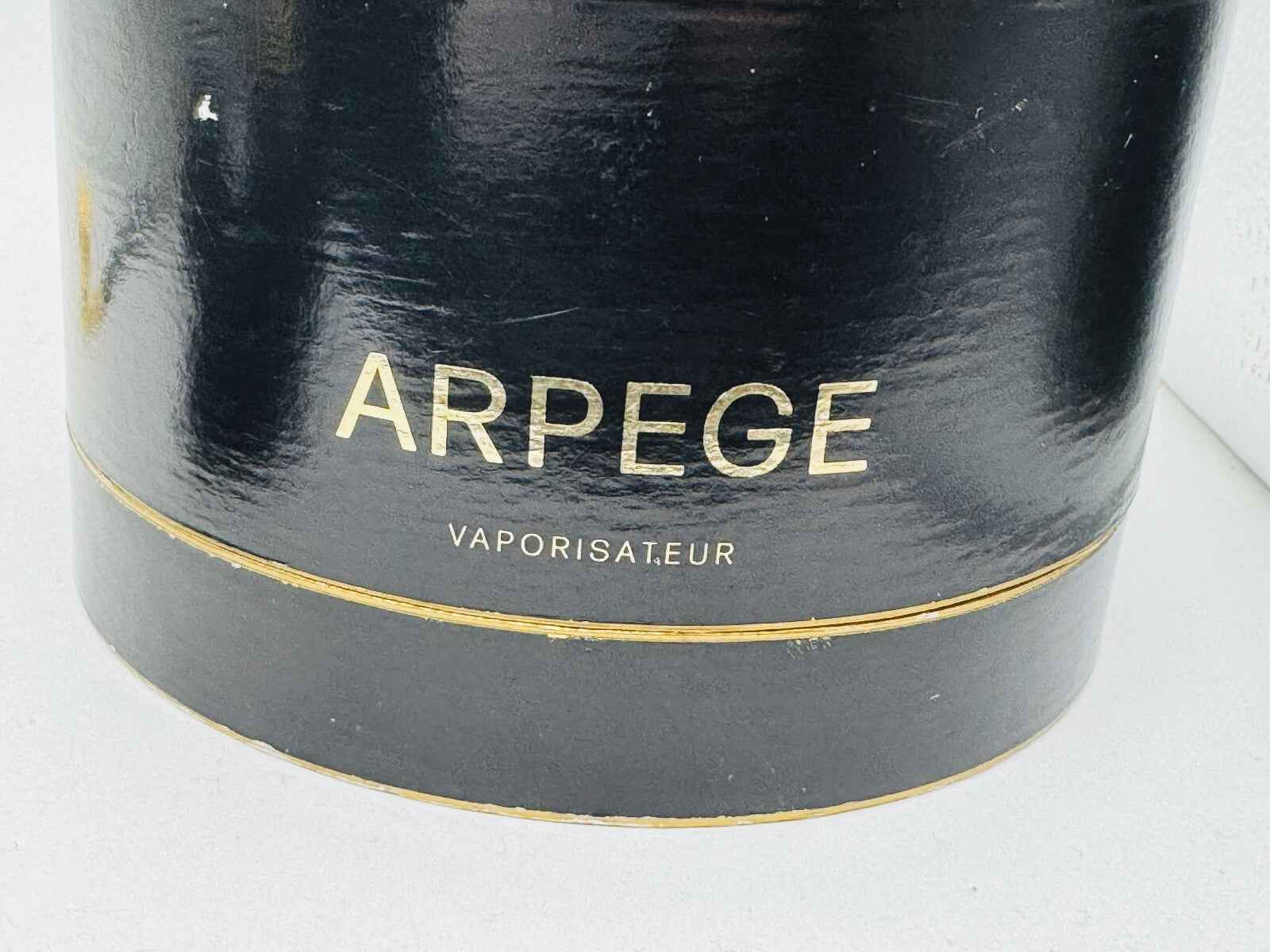 Scatola di profumo Lanvin Arpege Vintage elegante con finitura nera e dettagli dorati