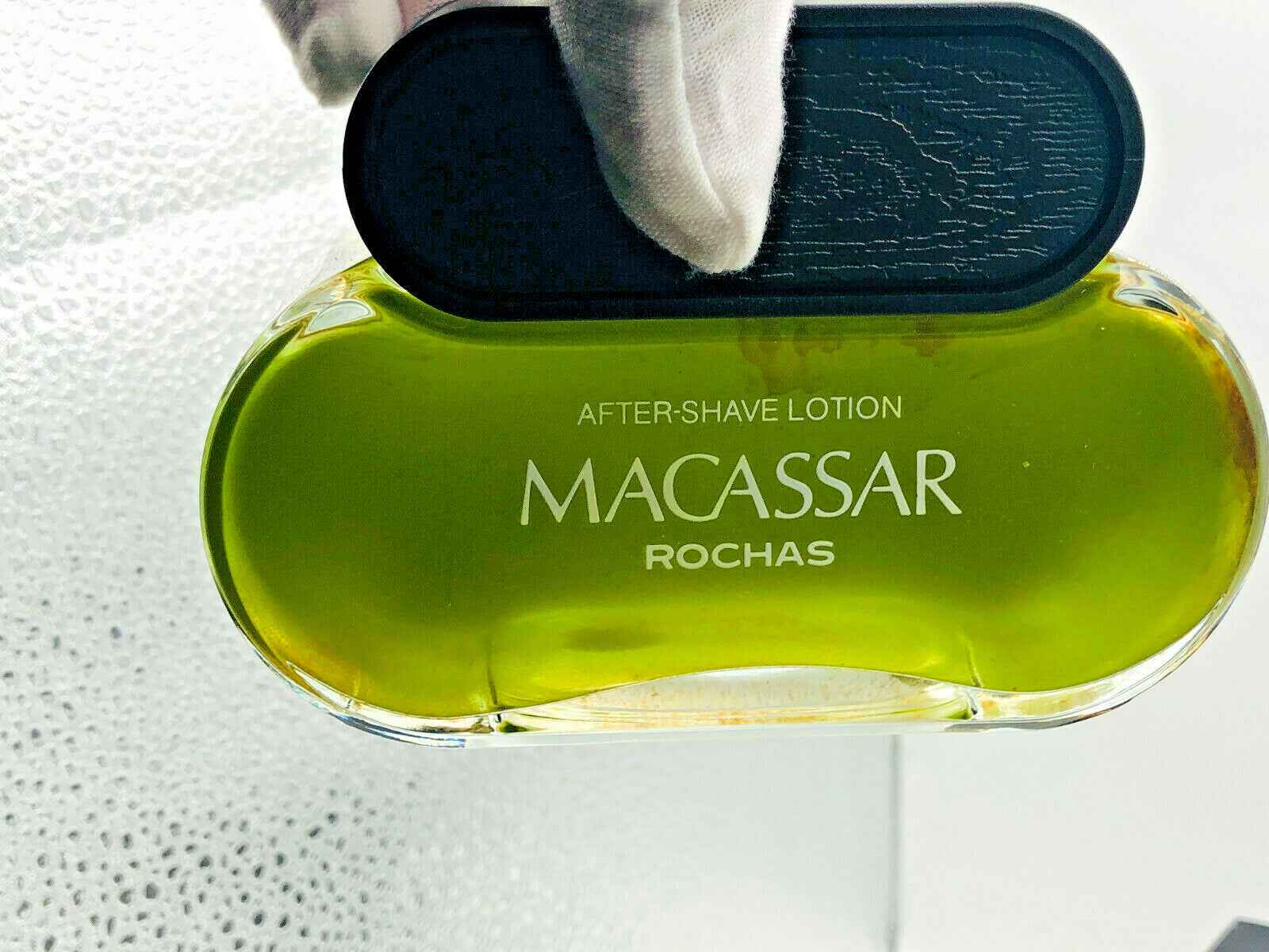 Flacone di lozione dopobarba Macassar Rochas Vintage con design elegante e colore verde lime