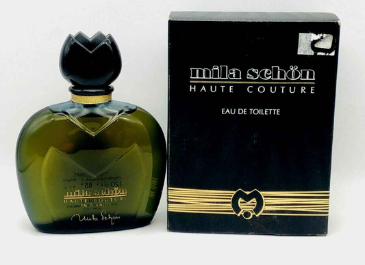 Profumo Mila Schon Haute Couture Vintage in bottiglia elegante con confezione originale per appassionati di fragranze.