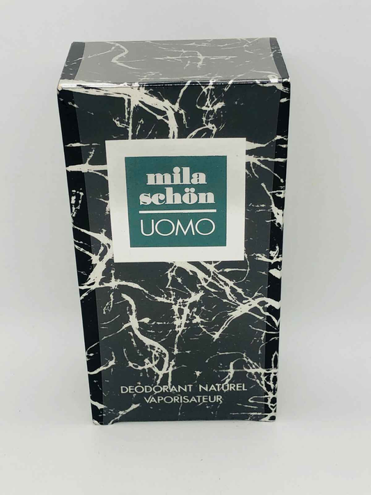 Packaging del deodorante naturale Mila Schon Uomo Vintage con design elegante e moderno