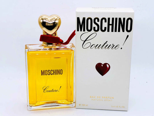 Profumo Moschino Couture Vintage in una bottiglia con cuore dorato e scatola elegante