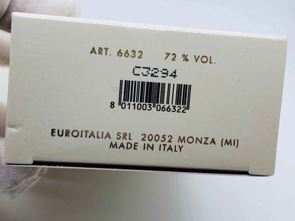 Scatola del profumo Moschino Couture Vintage con etichetta e codice a barre, realizzata in Italia