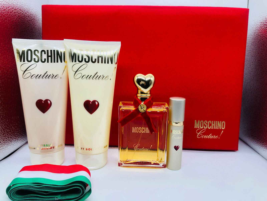 Set regalo Moschino Couture Vintage con profumo, crema corpo e mini spray per una fragranza elegante