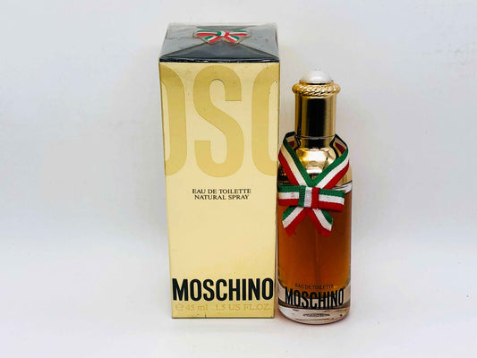Profumo Moschino Donna Vintage in flacone con nastro tricolore italiano e confezione originale