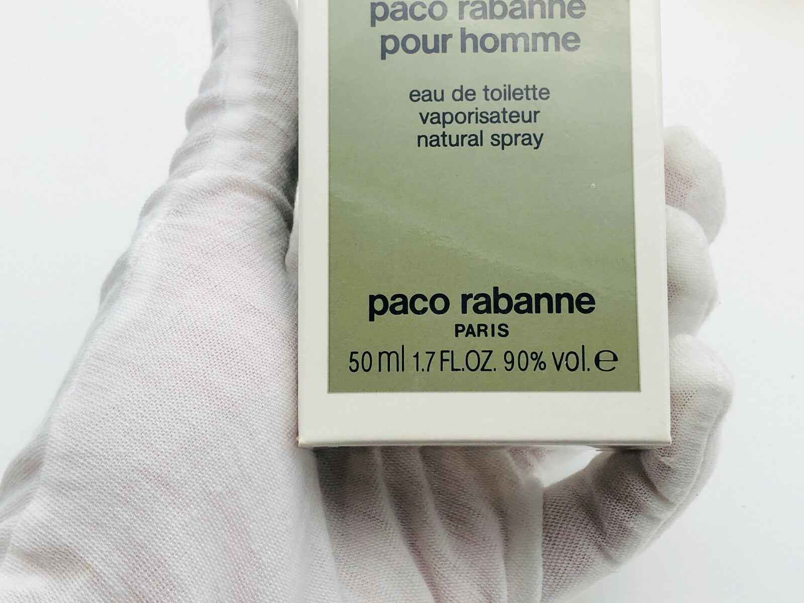 Confezione profumo Paco Rabanne Pour Homme Vintage in spray da 50 ml con etichetta chiara