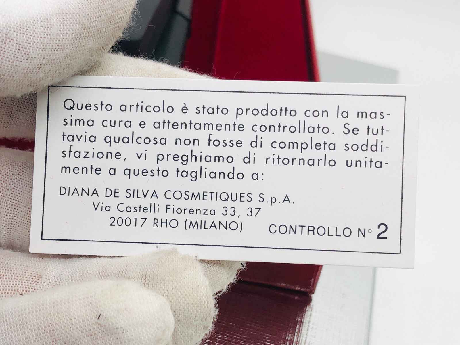Etichetta del profumo Pancaldi Vintage con informazioni sul prodotto di Diana De Silva Cosmetiques