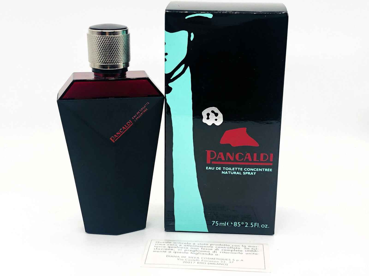 Profumo Vintage Pancaldi in flacone nero da 75 ml con scatola elegante per un tocco di classe