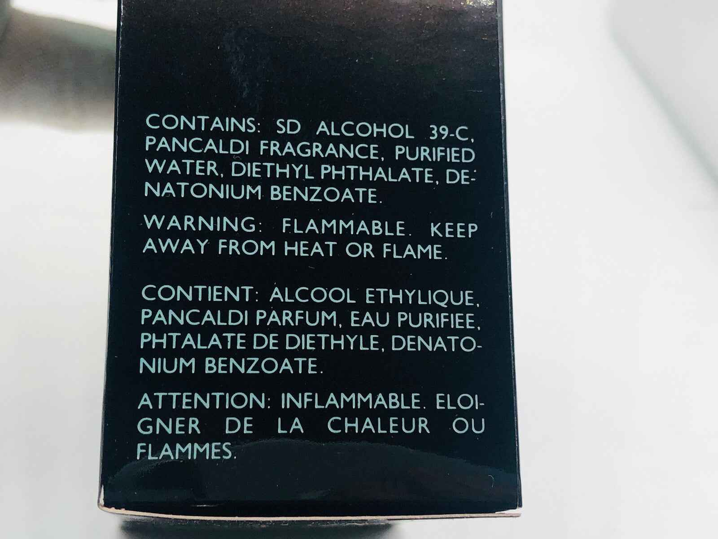Scatola del Profumo Vintage Pancaldi con avvertenze e ingredienti