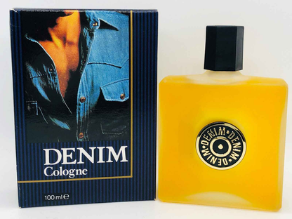 Profumo Denim Original Vintage in flacone giallo con confezione blu e nera da 100 ml
