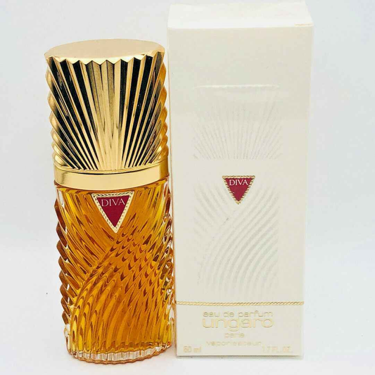 Profumo Diva Ungaro Vintage in bottiglia dorata con design elegante e confezione originale bianca