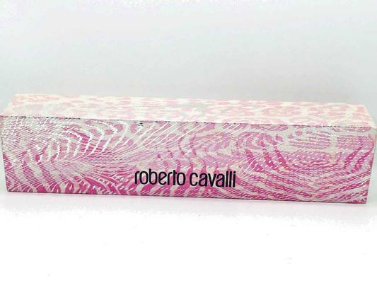 Scatola del profumo Roberto Cavalli Donna con design elegante in colori rosa e bianco