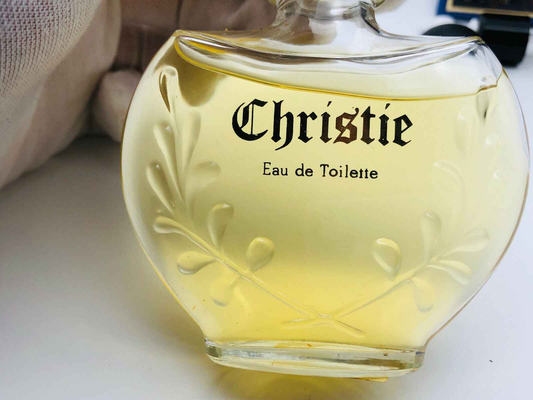 Flacone di profumo Veejaga Christie in vetro con etichetta Eau de Toilette e aroma floreale