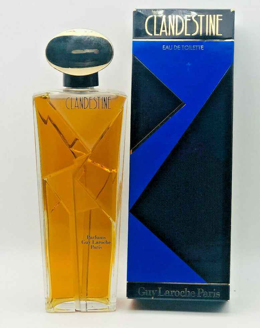 Profumo Vintage Clandestine Laroche in flacone con design elegante e scatola blu e nera
