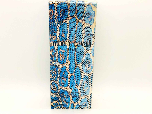 Scatola di profumo Roberto Cavalli Man con design di pelle di serpente blu