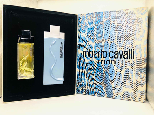 Set regalo di profumi Roberto Cavalli Man con flaconi elegantemente presentati in una confezione di design