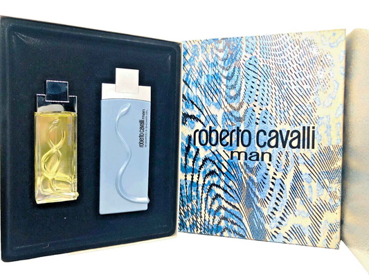 Set regalo profumo Roberto Cavalli Man con flacone di profumo e spray da viaggio in confezione elegante