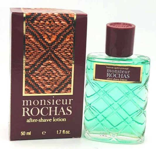 Lozione dopobarba Rochas Monsieur Vintage in bottiglia da 50 ml con design elegante