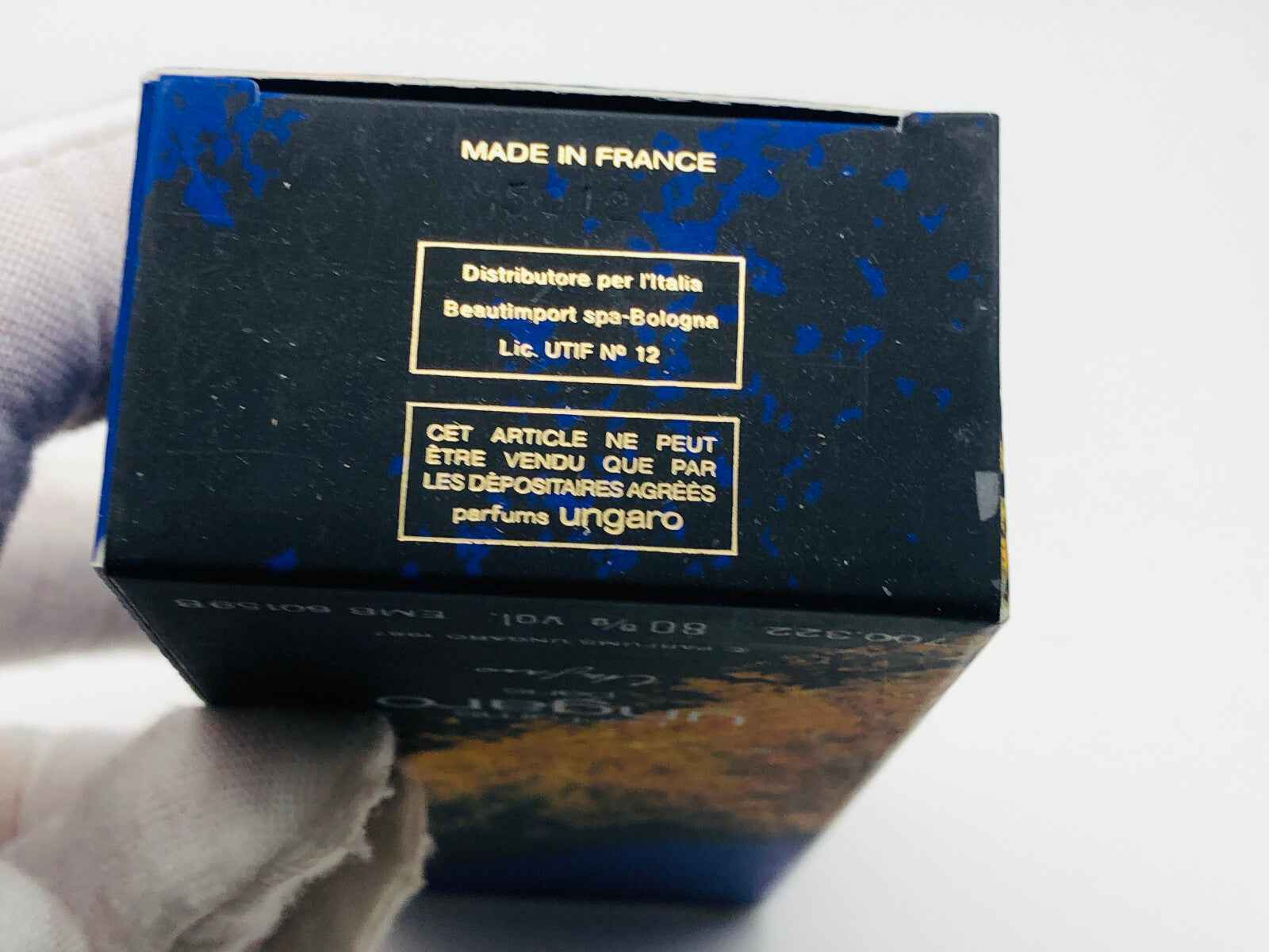 Scatola del profumo Senso Ungaro Vintage con dettagli di distribuzione in Italia