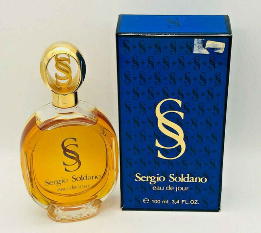 Flacone di profumo Soldano Vintage con confezione blu e oro, da 100 ml di Eau de Jour