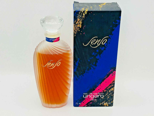 Bottiglia di profumo Ungaro Senso Vintage da 75 ml con confezione colorata elegante